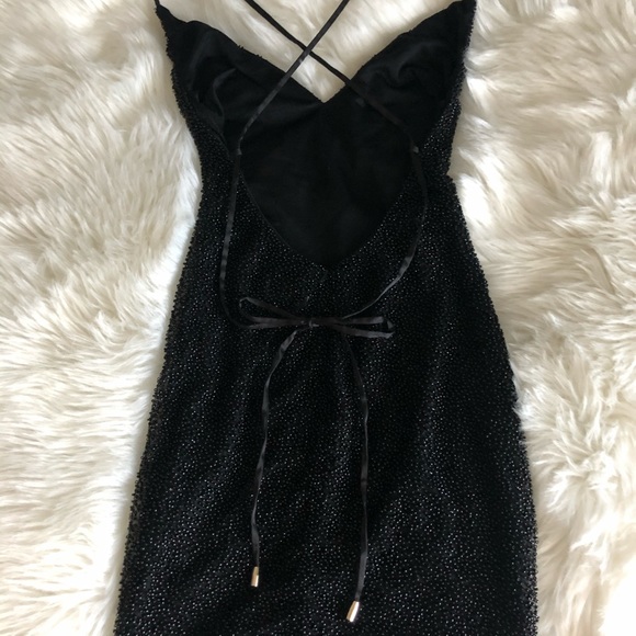 oh baby petite strappy beaded embellished mini dress in blush